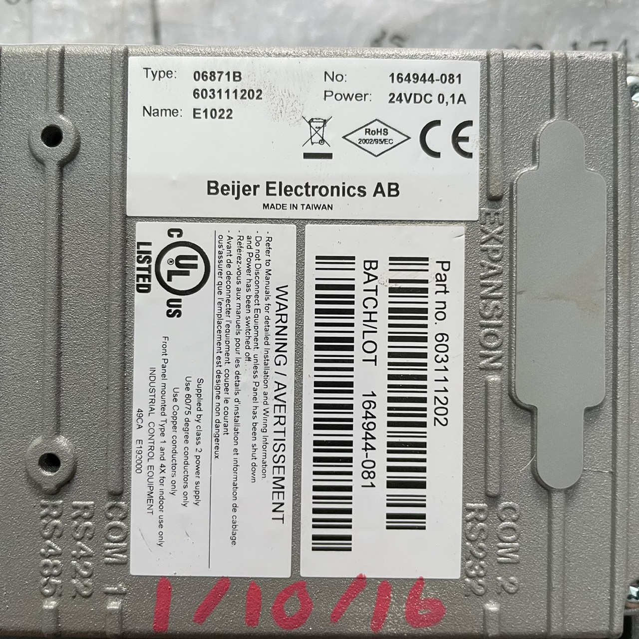 LCD TOUCH SCREEN " BEIJER " MODEL : E1022