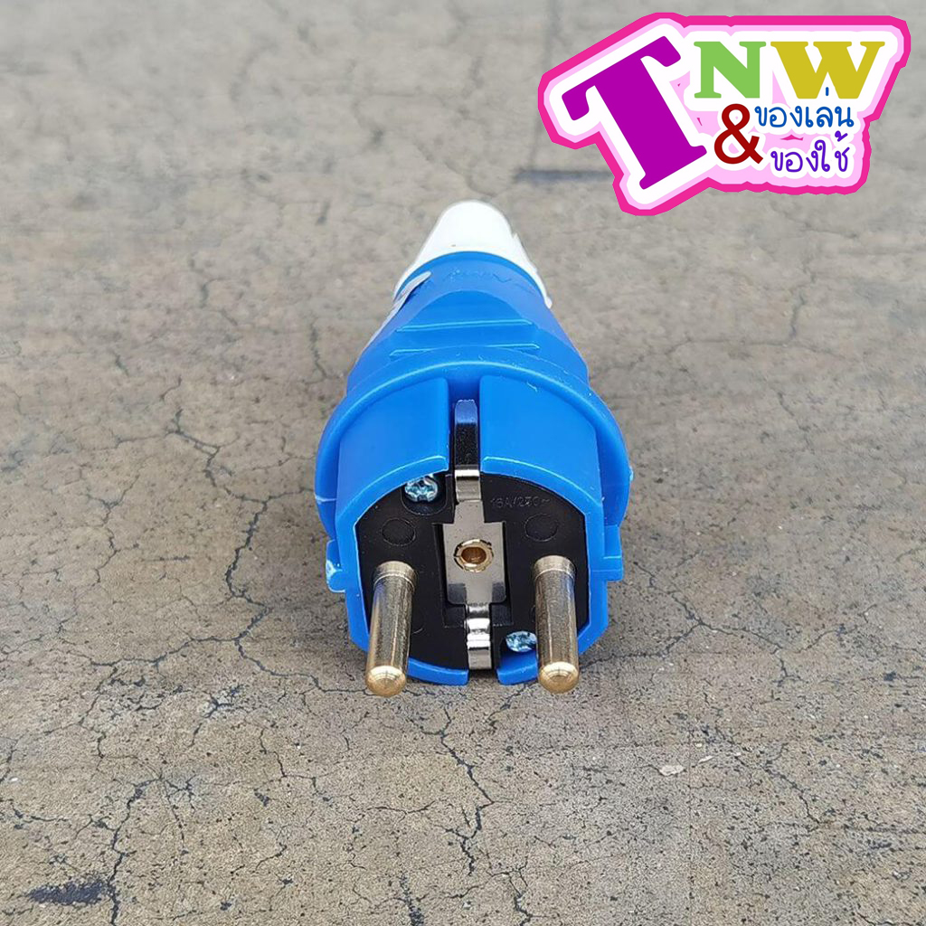 ปลั๊กตัวผู้ IP44 (2P+E) 16A สีน้ำเงิน 220-250V ซาเล่ Sa-le กราวน์มาตรฐานเยอรมัน SCHUKO ปลั๊กตัวผู้ขากลม