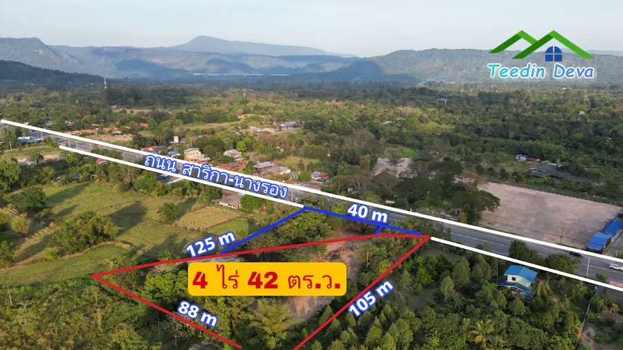 ที่ดินนครนายก ติดถนนสายท่องเที่ยว ทำเลธุรกิจ ขนาดพืั้นที่ 4 ไร่ 42 ตร.ว. ต.สาริกา อ.เมือง จ.นครนายก