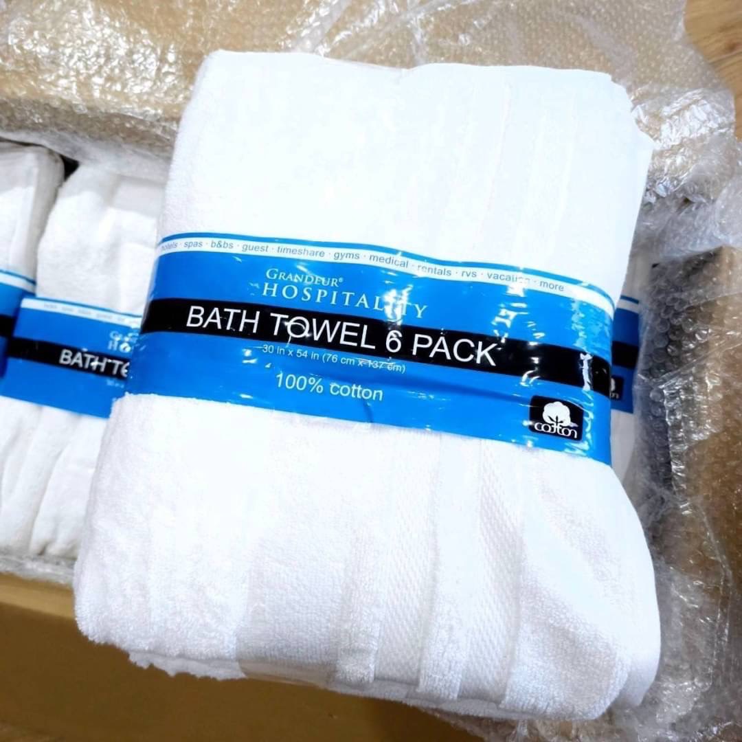 ผ้าเช็ดตัว Cotton 100% แพค 6 ผืน Grandeur Hospitality 100% Cotton Bath Towels - White 6 pack