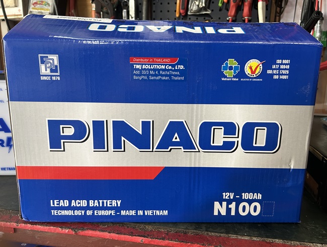 แบตเตอรี่รถบรรทุก 100แอมป์ PINACO รุ่น N100 12V รถบรรทุกเพื่อการใช้งานหนัก