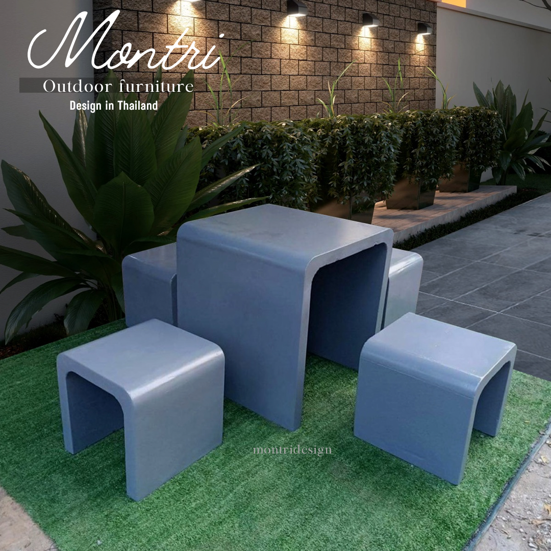 เก้าอี้ปูนซีเมนต์สไตล์ลอฟท์ รุ่น Loft mini สีเทา โต๊ะปุนสไตล์ลอฟท์