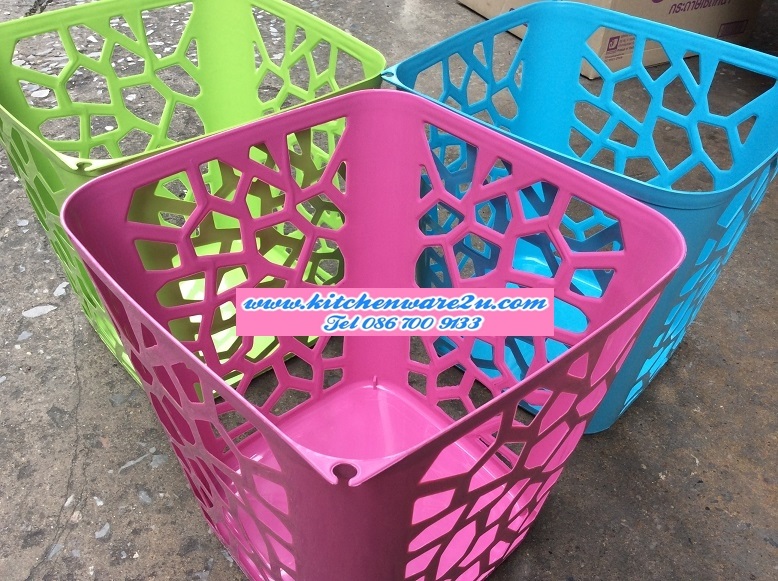 P09438 ตะกร้าผง (29*29*29 cm) ดีไซน์ใหม่ No.215 ขายยกมัด ราคาส่งต่อ 6 โหล: 72 ใบ:210 บ/โหล (มัดละ 6 โหล)