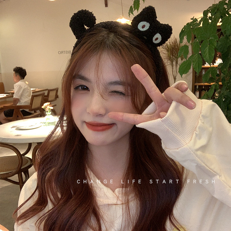 ที่คาดผมน้องแมวดำ+ กระต่ายน้อย งานพลาสติกหุ้มผ้าขนแกะ