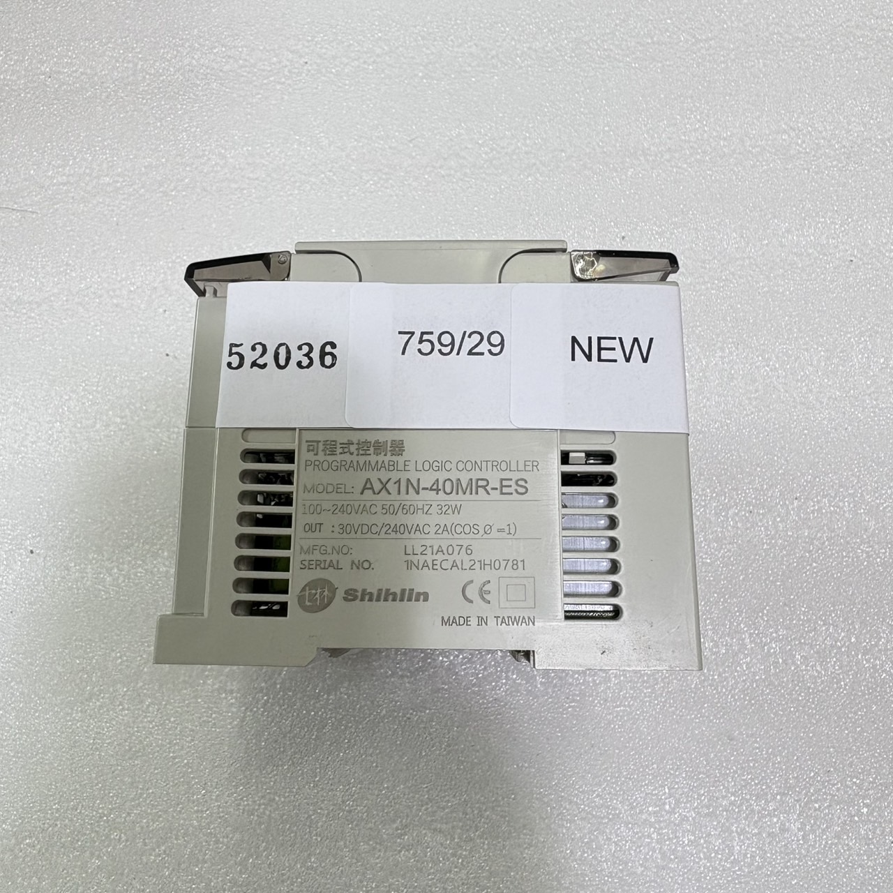 PLC " SHIHLIN " MODEL : AX1N-40MR-ES