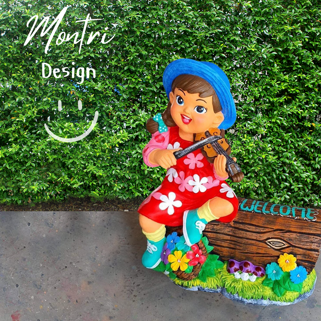 ตุ๊กตาจัดสวน จำนวน 1 คู่ ตุ๊กตาแต่งสวน ตุ๊กตาแต่งหน้าร้าน ตุ๊กตาปูนปั้น ตุ๊กตาปูนปั้นจัดสวน ตุ๊กตาปูนปั้นโคราช รุ่น NAZA77