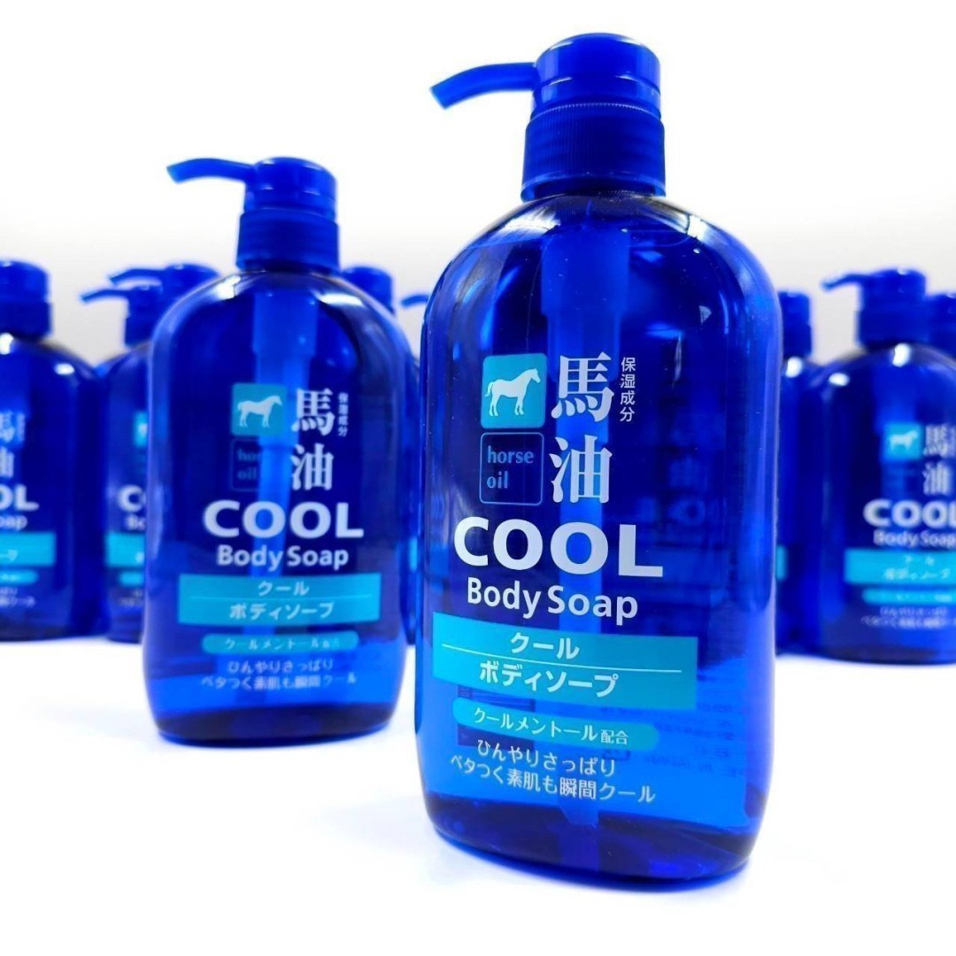 สบู่น้ำมันม้าสูตรเย็นที่ Kumano HORSE OIL COOL BODY SOAP 600ML Made in japan