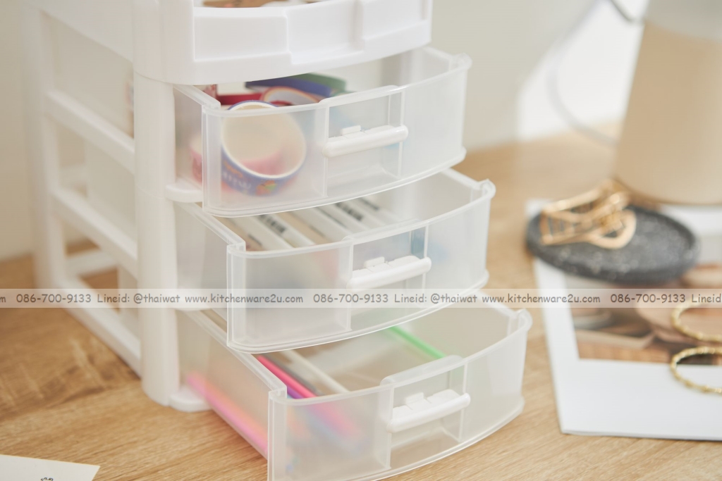 P13558 ลิ้นชักเล็ก 3 ชั้น เปิดฝาบน มีช่องเก็บของ (15.5*20*24 cm) เกรดเอ No.1070M3 (ราคาขายส่งต่อ 1 โหล: 12 ชุด:เฉลี่ย 110 บต่อใบ)