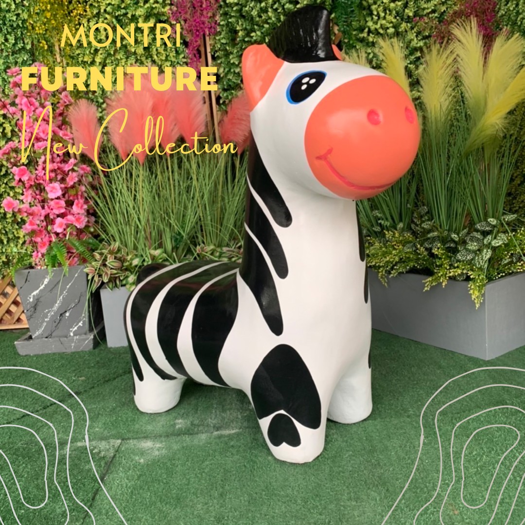 เก้าอี้รูปม้าลายปูนปั้น เก้าอี้ม้าลาย ม้านั่งม้าลายปูนปั้น