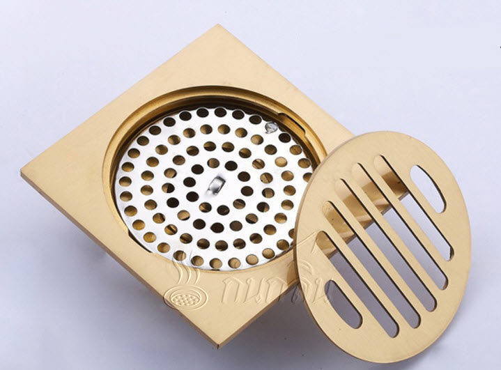 ชุดตะแกรง (floor drain) พร้อมท่อกันกลิ่นทองเหลืองแบบสั้น