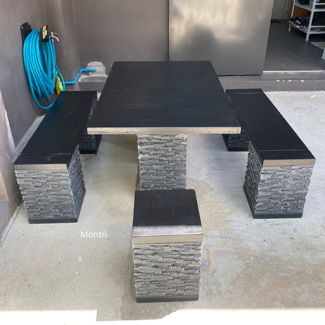 ชุดโต๊ะปูนสนาม 6 ที่นั่ง ชุดโต๊ะสนามกลางแจ้ง ชุดสนาม ชุดโต๊ะสนาม โต๊ะสนามปุนสไตล์โมเดิร์น