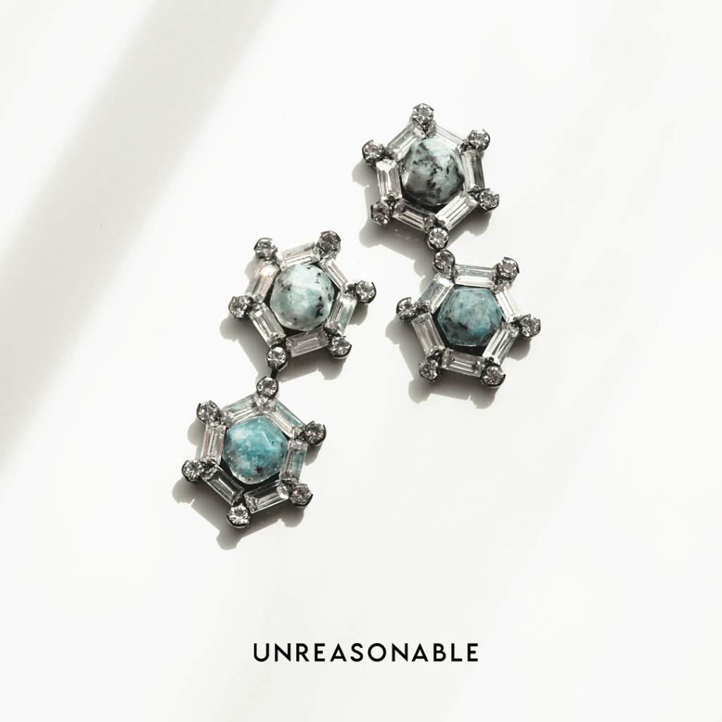 ต่างหู หินธรรมชาติ ลาบลาดอไลต์ Labradorite 2 เฉดสี UA0836-01 Unreasonable Accessories