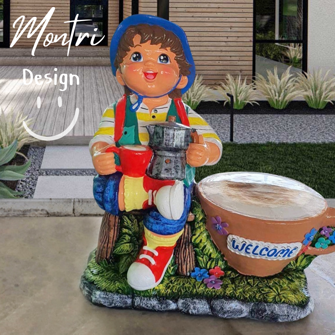 ตุ๊กตาจัดสวน จำนวน 1 คู่ ตุ๊กตาแต่งสวน ตุ๊กตาแต่งหน้าร้าน ตุ๊กตาปูนปั้น ตุ๊กตาปูนปั้นจัดสวน รุ่น NAZA11