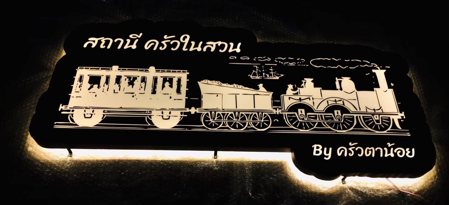 #ป้ายอักษรไฟออกหลัง #โลโก้ซิงค์ทำสีไฟออกหลัง