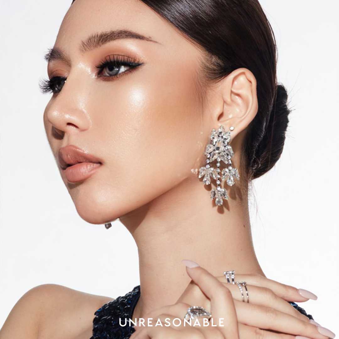 ต่างหูใส่ออกงาน Crystal ต่างหูคลิป ต่างหูก้านเงินแท้ น้ำหนักเบา สวยใส่สบาย UA0787 Unreasonable Accessories