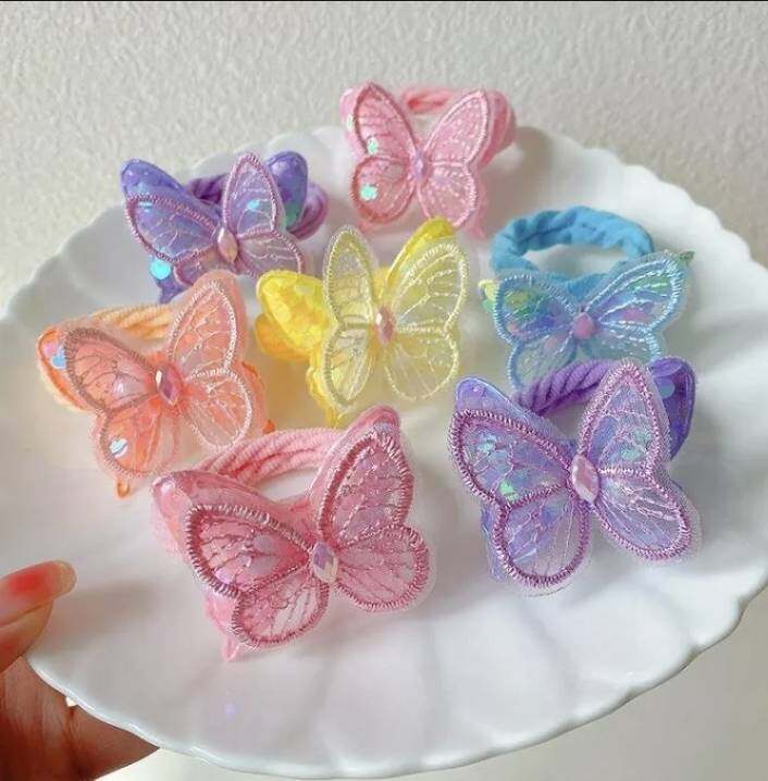 💗มาหยา กิ๊ฟช้อป💗ยางรัดผม ผีเสื้อ สีสวยน่ารัก แฟชั่นเครื่องประดับศรีษะ อ่อนโยน ไม่ทำลายเส้นผม ขนาด 4 ซ.ม. เส้นใหญ่