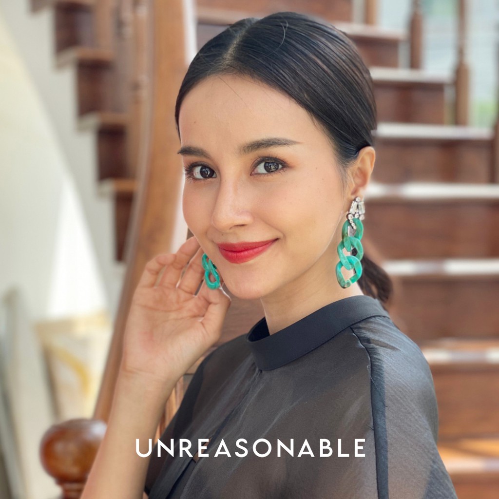 ต่างหู สีเขียว ต่างหูคลิป ต่างหูก้านเงินแท้ น้ำหนักเบา สวยใส่สบาย UA0690-01 Unreasonable Accessories