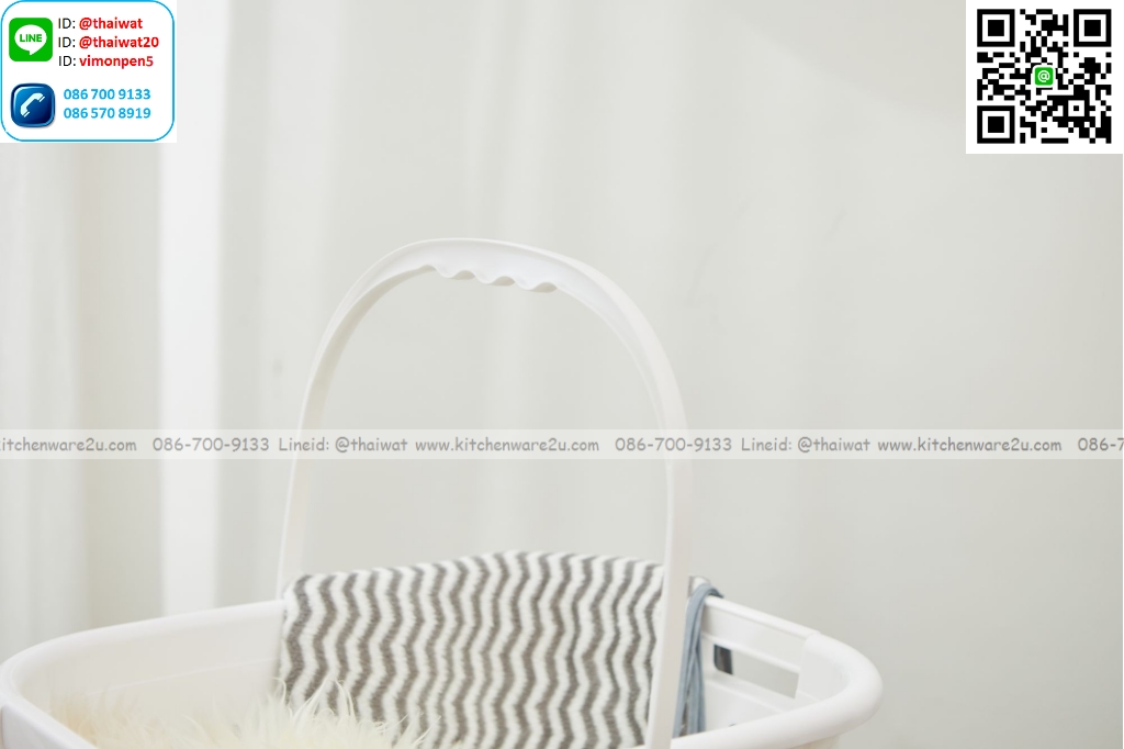 P13535 ตะกร้าเอนกประสงค์มีหูหิ้ว (51*40.5*40 cm) สีขาว เกรดเอ No.5054 (ราคาขายส่งต่อ 12 ใบ:เฉลี่ย 150 บต่อใบ)