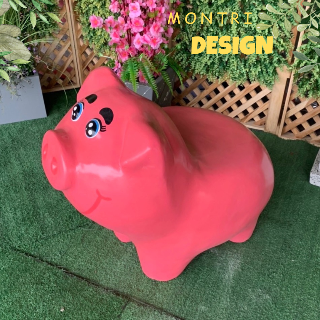 เก้าอี้ปูนรูปหมู สุดน่ารัก เก้าอี้ปูนปั้นลูกหมู เก้าอี้ลูกหมู ม้านั่งสนามในสวน