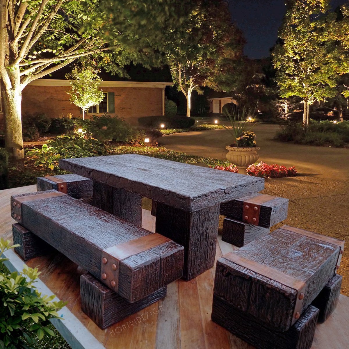 ชุดโต๊ะสนามปุนลายไม้ โต๊ะไม้หมอนโมเดิร์น รุ่น EP03 ขนาด 180*90 cm.