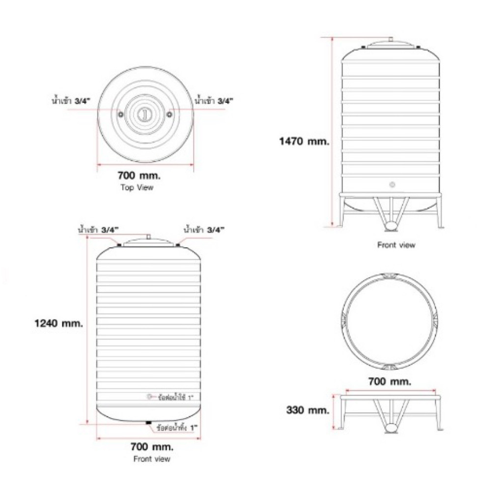 แท้งค์น้ำสแตนเลส ADVANCED รุ่น AR ขนาด 400 ลิตร