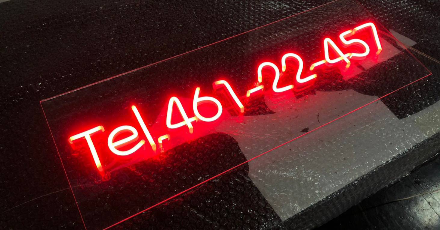 ป้ายไฟนีออนดัดledflexแสงไฟสีแดง ป้ายเบอร์โทรศัพท์