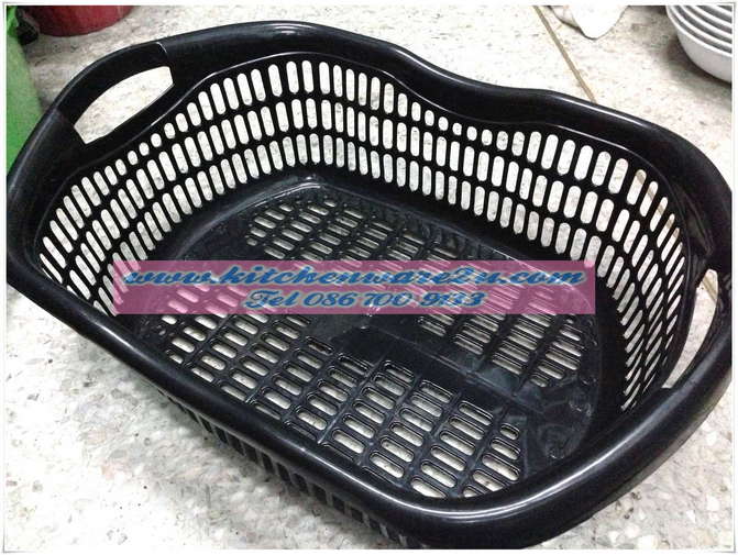 P06664 ตะแกรงใส่ผ้า สีดำ (36 x 50 x 19 cm) ดีไซน์ใหม่ No.9902-4 (ราคาส่งต่อ 6 โหล:72 ใบ:โหลละ 195 บาท)