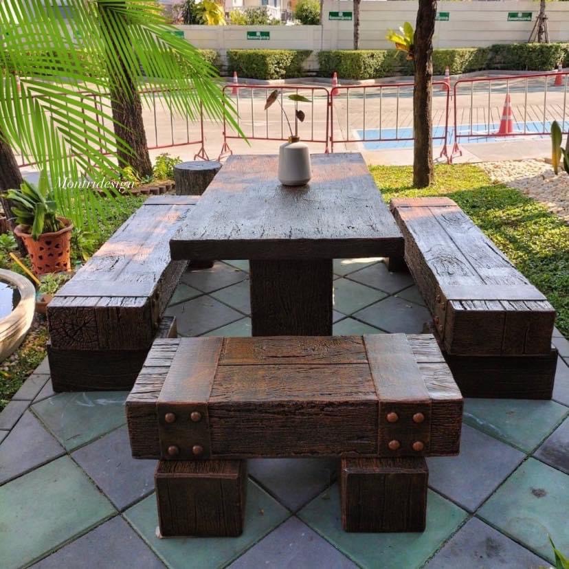 ชุดโต๊ะสนามปุนลายไม้ โต๊ะไม้หมอนโมเดิร์น รุ่น New2023 ขนาด 180*90 cm.