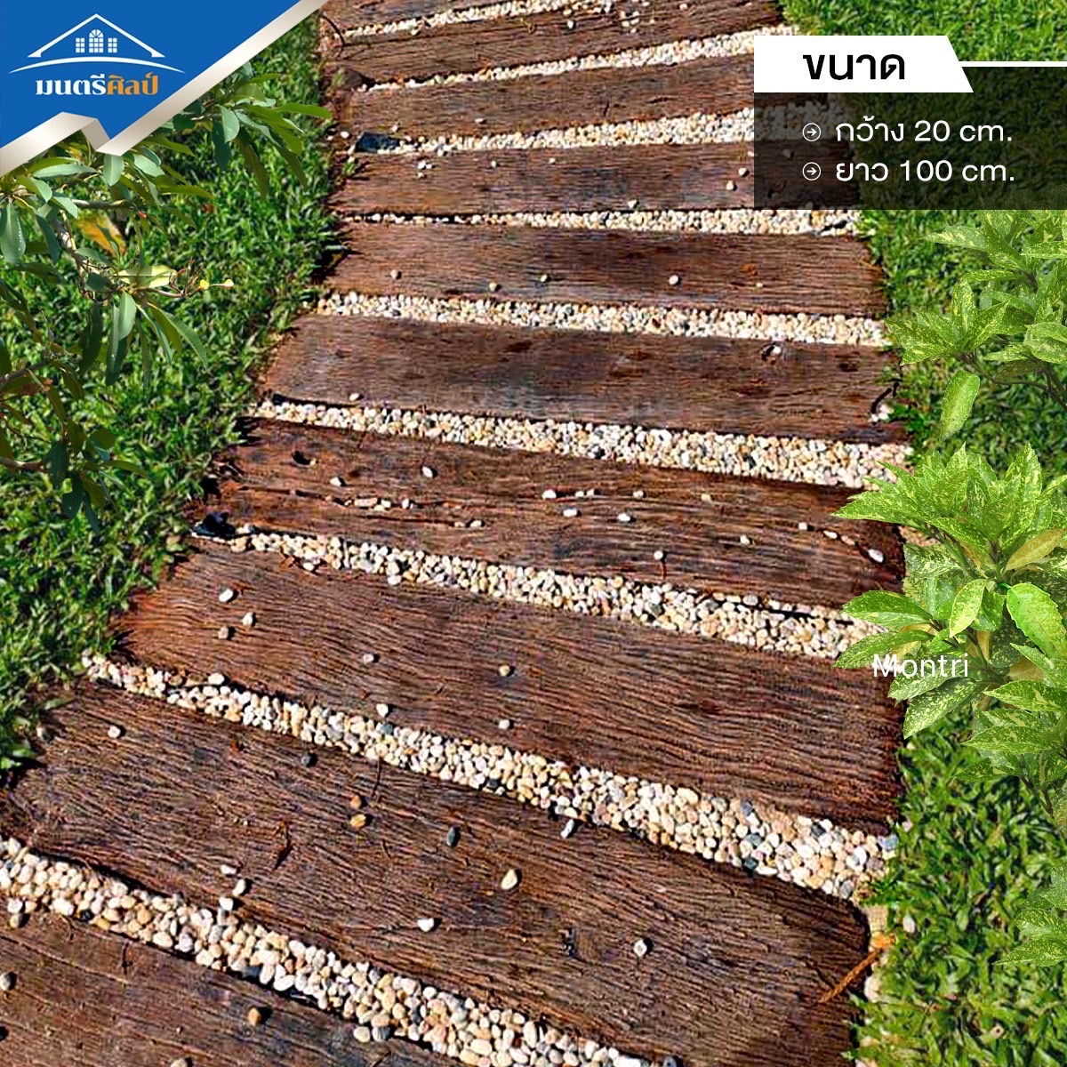 แผ่นปูทางเท้า ลายไม้กันลื่น NatureStep ขนาด 20x100x5 cm. แพ็กเกจสุดคุ้ม 1 ชุด มี 10 แผ่น