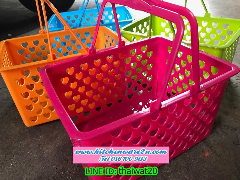 P10196 ตะกร้าเหลี่ยมหูหิ้วเอนกประสงค์ (26*19*14 cm) สีสวย เกรดเอ No.9 ราคาส่งต่อ 1 โหล:12 ใบ:(200 บ/โหล ขายส่งทุกอย่าง 20 บาท