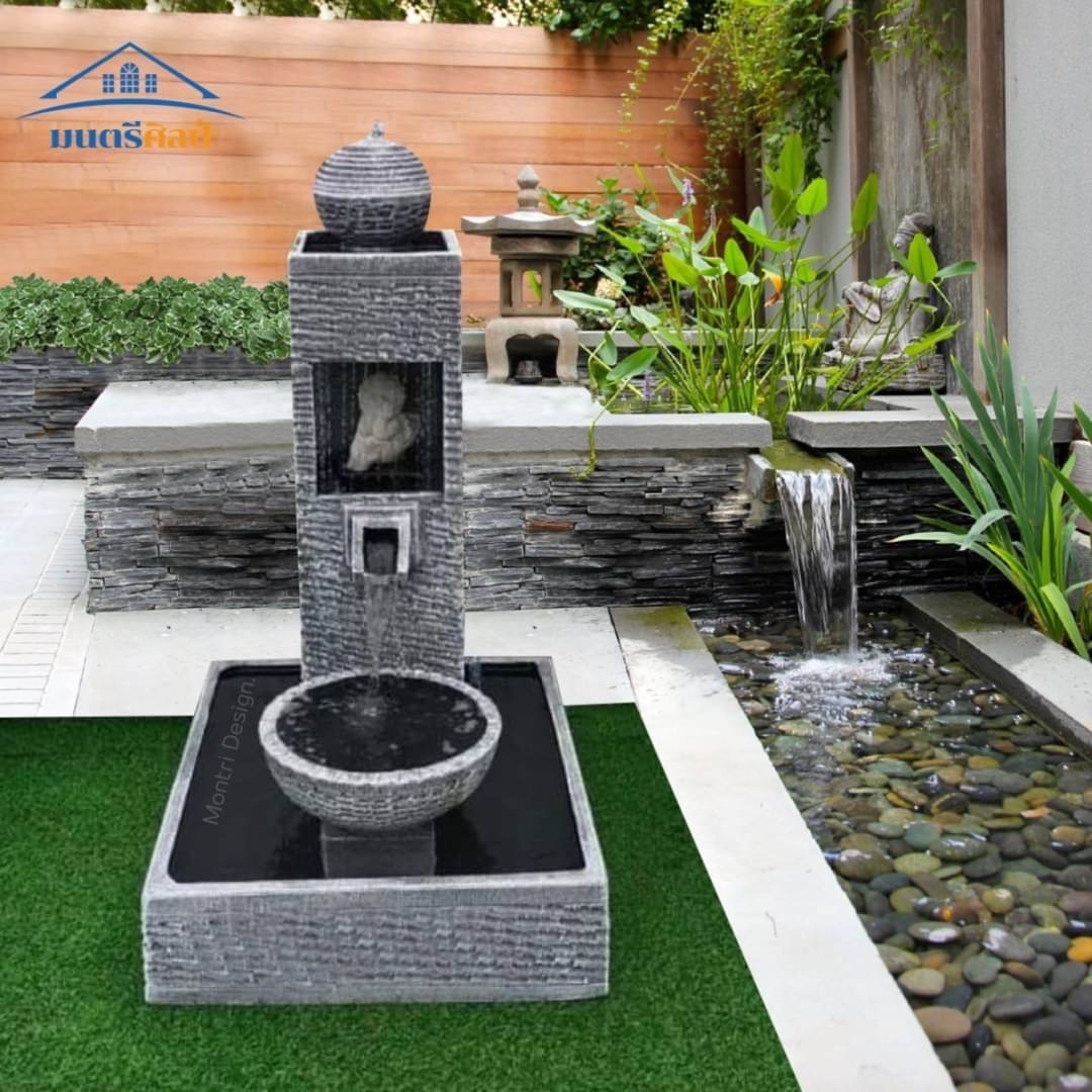 น้ำล้นจัดสวน น้ำล้นตั้งพื้น 3 in 1 มีทั้งน้ำล้น เส้นน้ำสายฝน และลิ้นน้ำตก ครบจบในที่เดียว