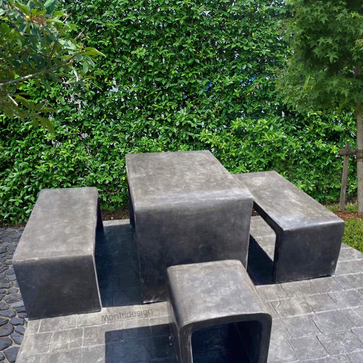 ชุดโต๊ะลอฟท์ โต๊ะปูน ม้านั่งสนาม โต๊ะปูนลอฟท์ สีปูนเปลือย