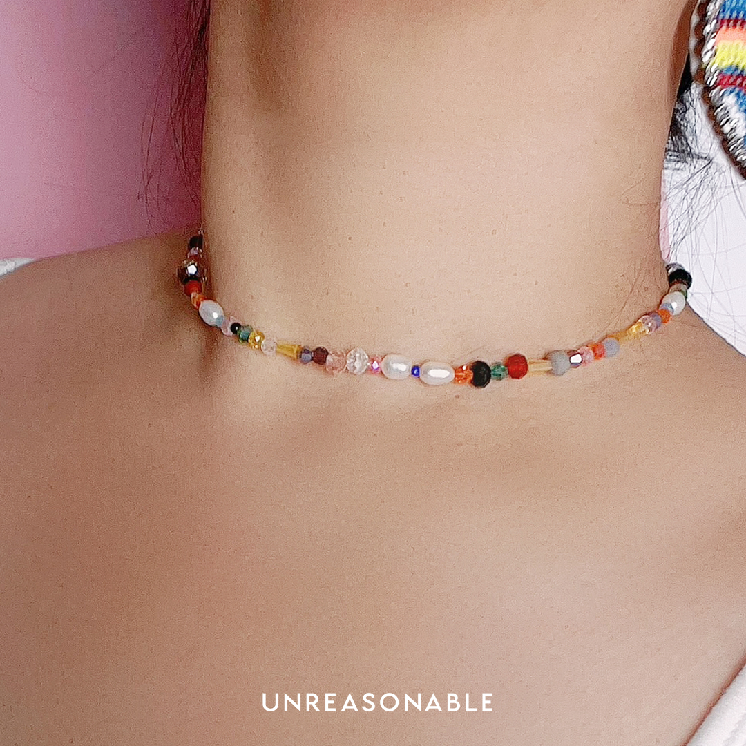 สร้อยคอลูกปัด Crystal พร้อมมุกแท้ UA0892-01 Unreasonable Accessories