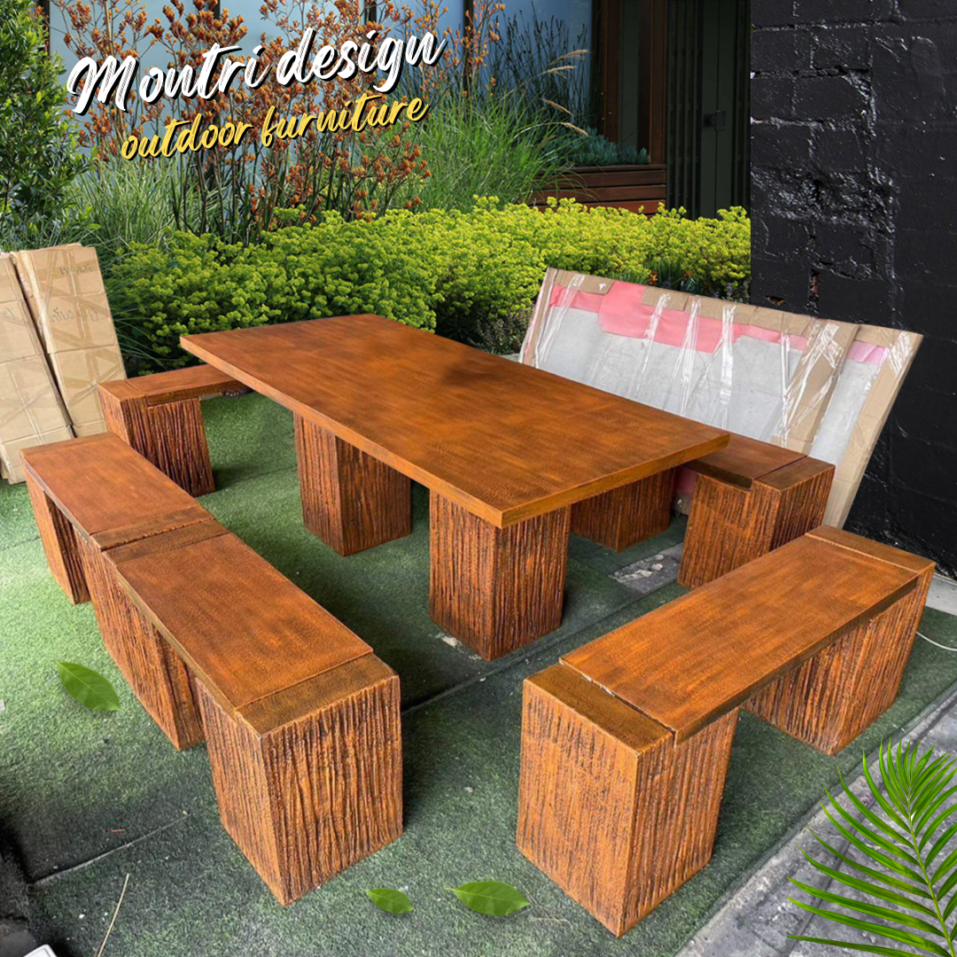 ชุดโต๊ะสนาม โต๊ะสนาม โต๊ะสนามกลางแจ้ง ชุด 12 ที่นั่ง สไตล์โมเดิร์น ขนาดโต๊ะยาว 180*80 cm.