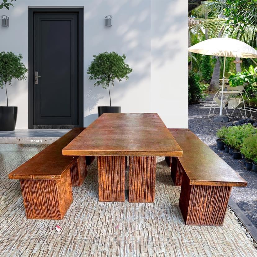 โต๊ะสนามลายไม้ สไตล์ธรรมชาติ ยาว 180 cm. รองรับได้ 8 ท่าน