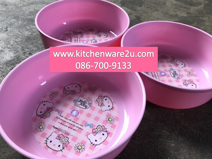 P10366 ขันน้ำ 20 ซม ลายคิตตี้ ลิขสิทธ์แท้ ลายใหม่ (ราคาส่งต่อ 1 โหล: 12 แพค: 200 บ/โหล)