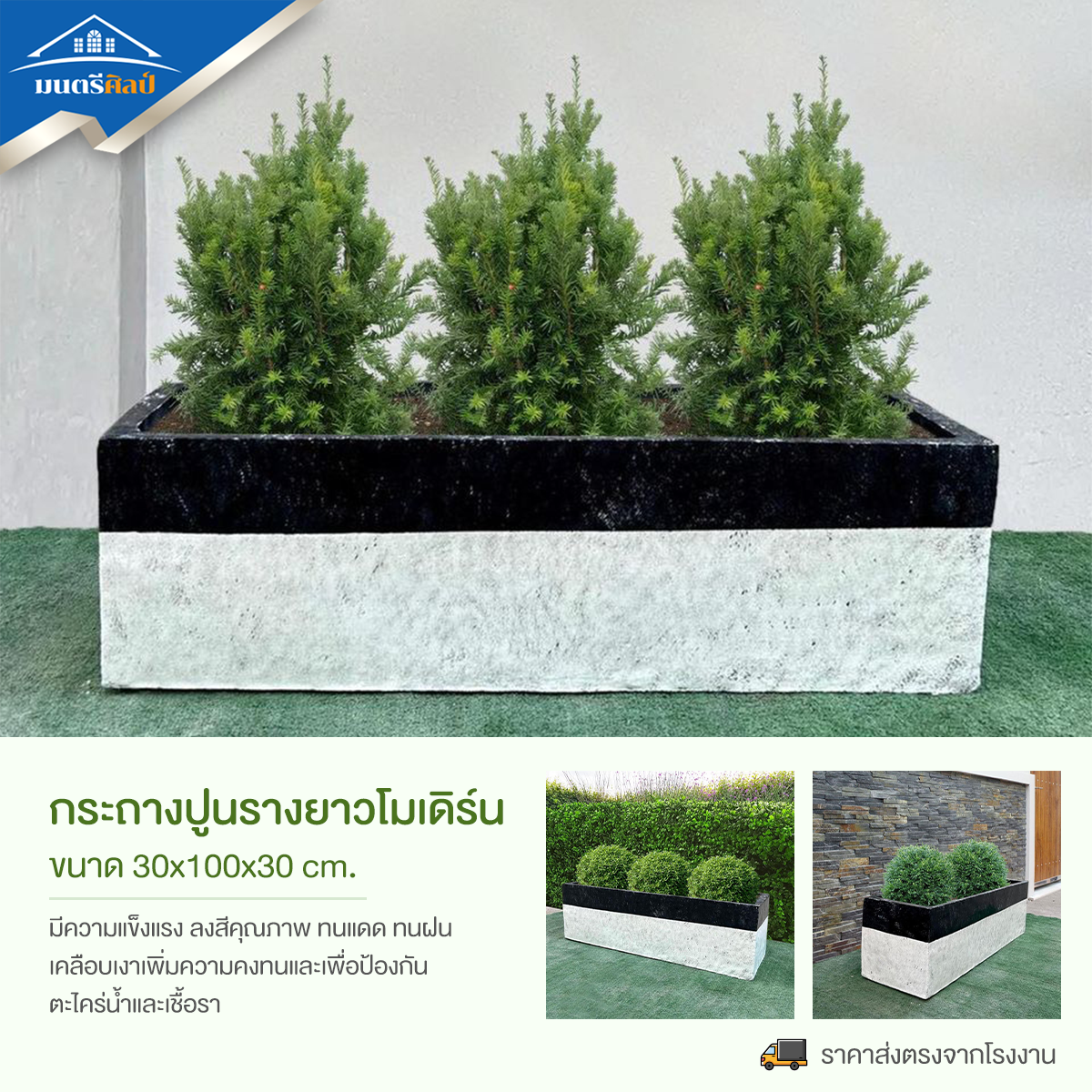 กระถางปูนต้นไม้ set 10 ใบ ลงสีคุณภาพพร้อมเคลือบเงาสามารถวางได้ทั้งกลางแจ้งและในร่ม ขนาด 30*100* cm. วัสดุเป็นปูน