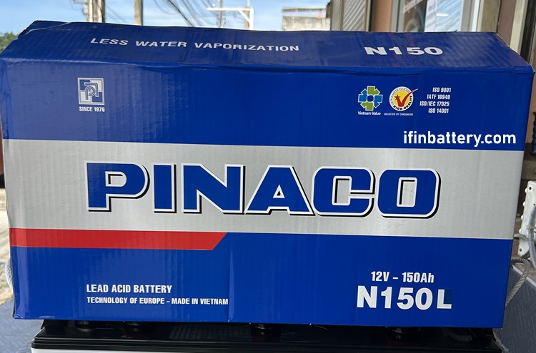 PINACO N150 12V 150แอมป์ หูเชือก ขั้ว L UD Truck Volvo Scania แบตเตอรี่รถหัวลากยุโรป