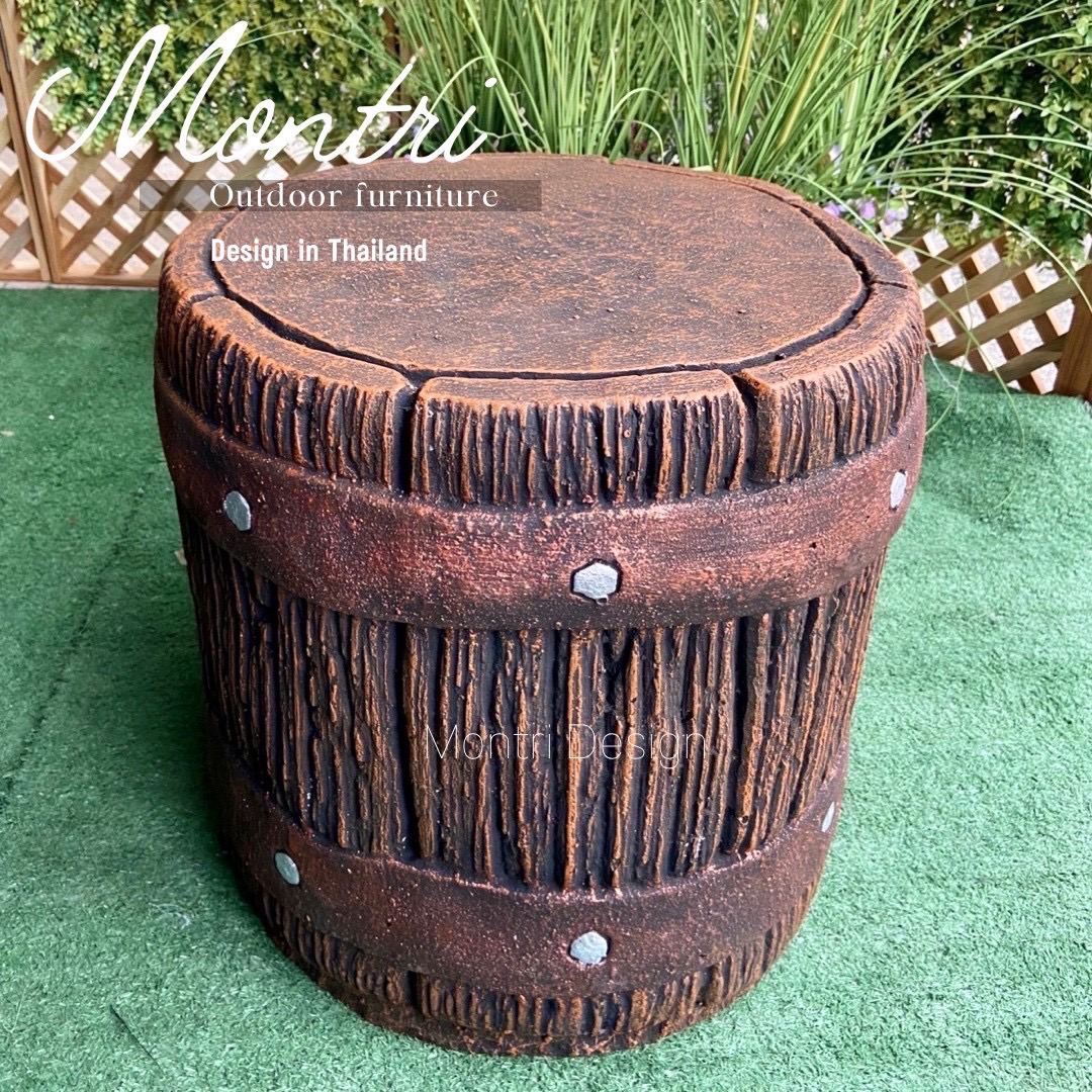 เก้าอี้สตูลปูนปั้นลายไม้ เก้าอี้ปูนลายไม้ แข็งแรงรับน้ำหนักได้ดี งาน DIY เสมือนไม้จริง