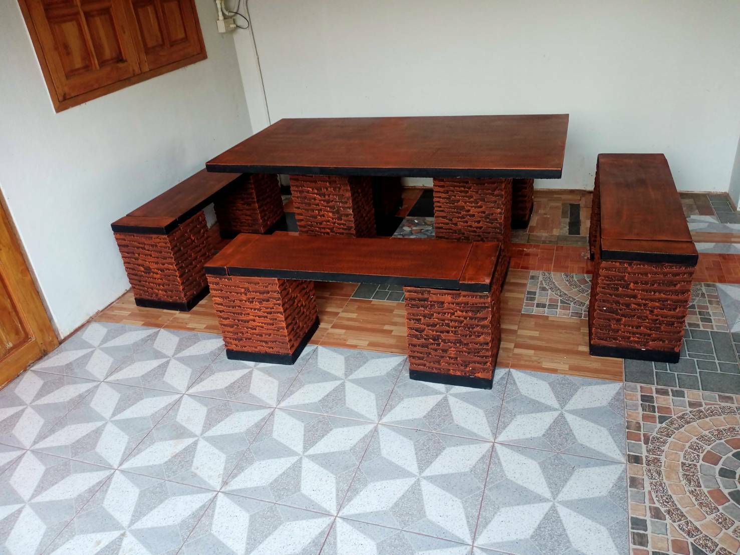 ชุดโต๊ะสนามกลางแจ้ง ชุดโต๊ะสนาม โต๊ะสนาม ชุด 8 ที่นั่ง ขนาด 150*80 cm