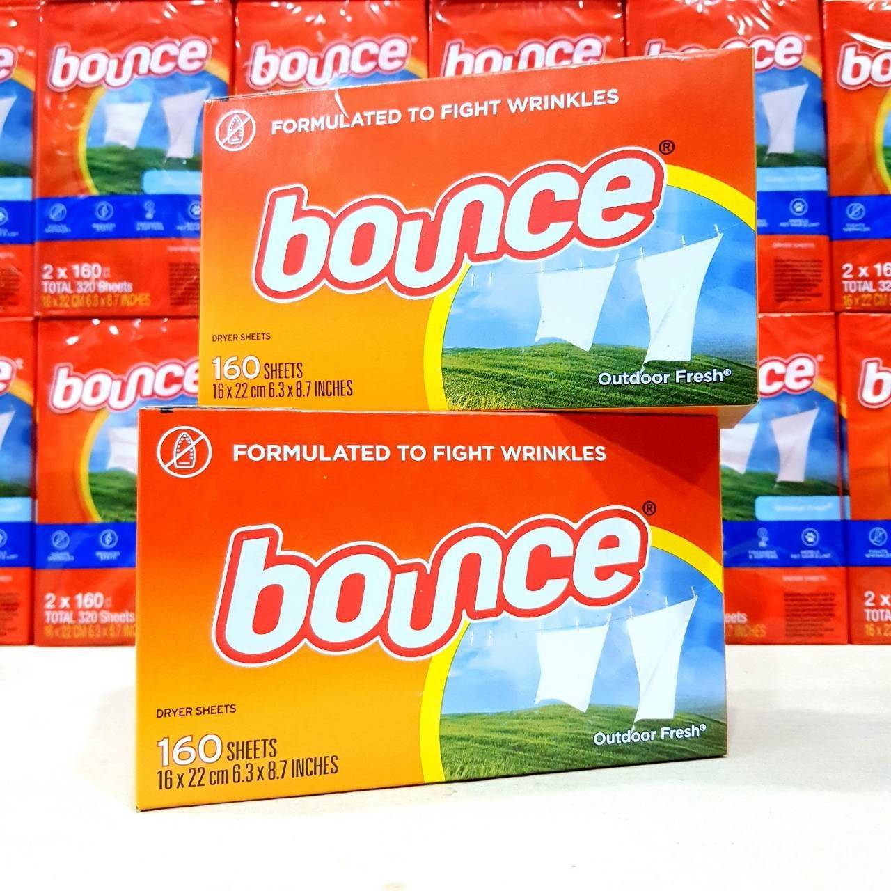 แผ่นอบผ้า Bounce dryer sheet กลิ่น Outdoor fresh 160 แผ่น