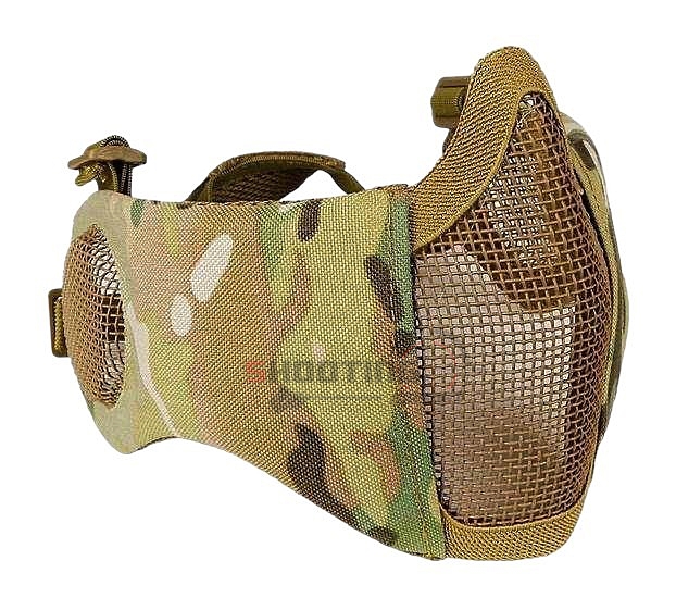 หน้ากากตะแกรงครึ่งหน้าแก้มผ้า ปิดหูตะแกรงเหล็ก