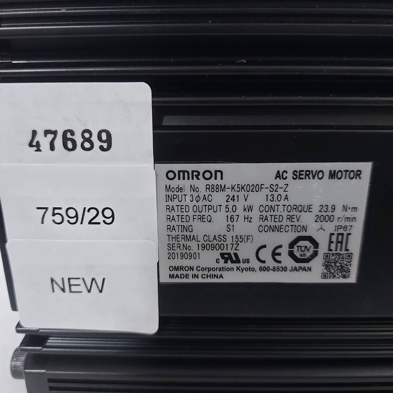 SERVO MOTOR "OMRON" รุ่น R88M-K5K020F-S2-Z