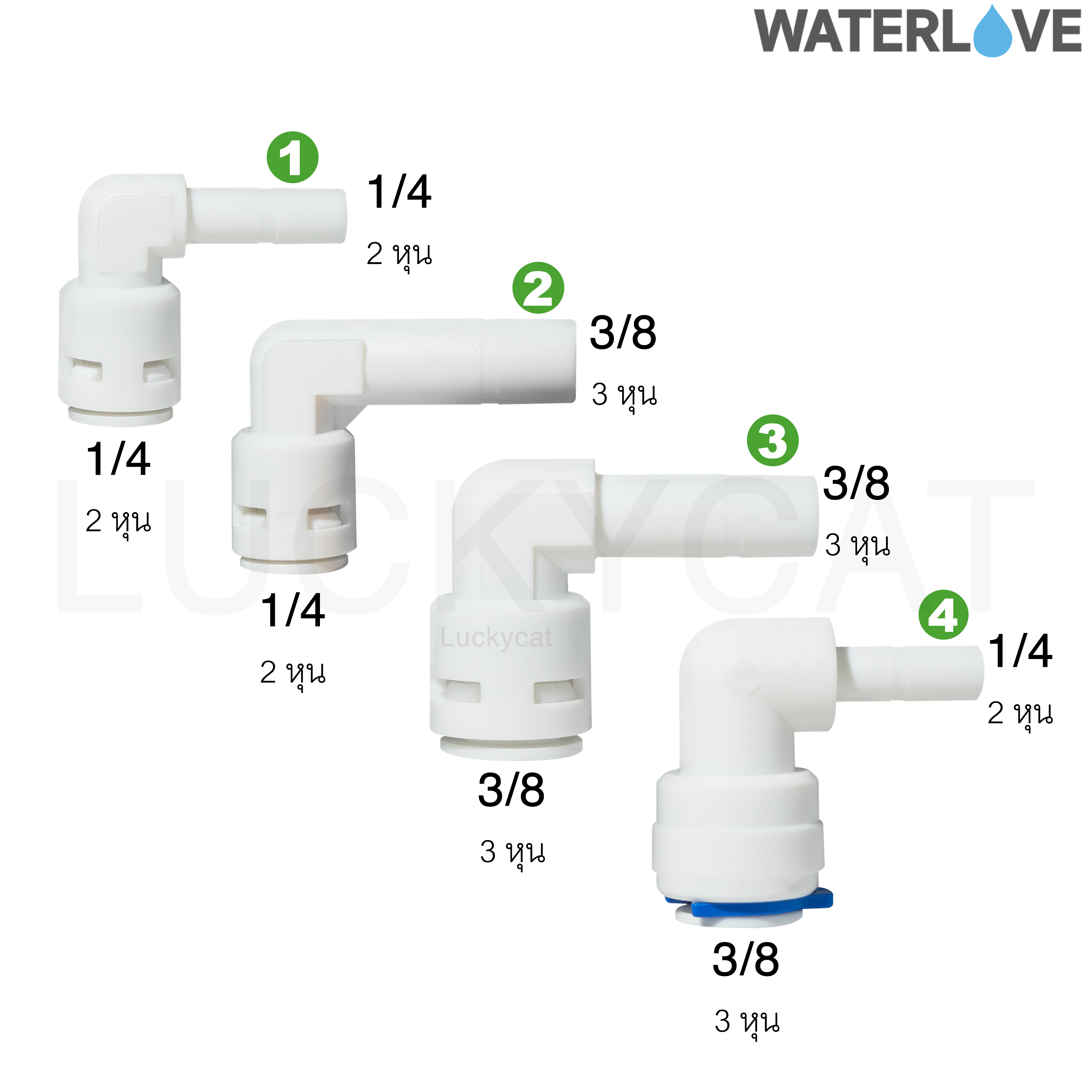 ข้อต่อฉากสวมเร็ว สำหรับเสียบสาย และ เสียบข้อต่อ 1/4''
