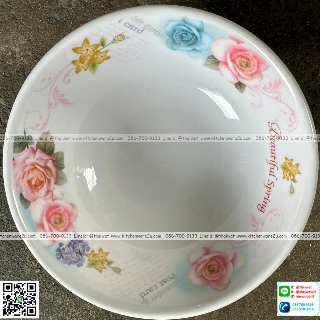 P05510 ชามเมลามีน 8 นิ้ว อย่างหนา ลายใหม่ (ราคาส่งต่อ 12 ใบ)