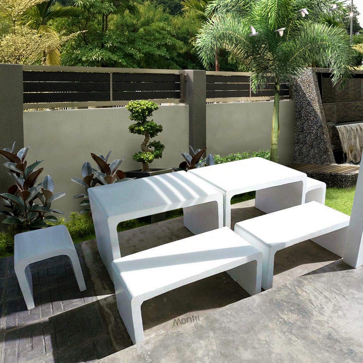 ชุดโต๊ะสนาม ปูนซีเมนต์สไตล์ลอฟท์ รุ่น Jumbo Loft สีขาวเงา โต๊ะลอฟท์ โต๊ะปูนเปลือย โต๊ะปุนลอฟท์ โปรค่าส่งพิเศษ (เป็นราคาสินค้ายังไม่รวมค่าส่ง)