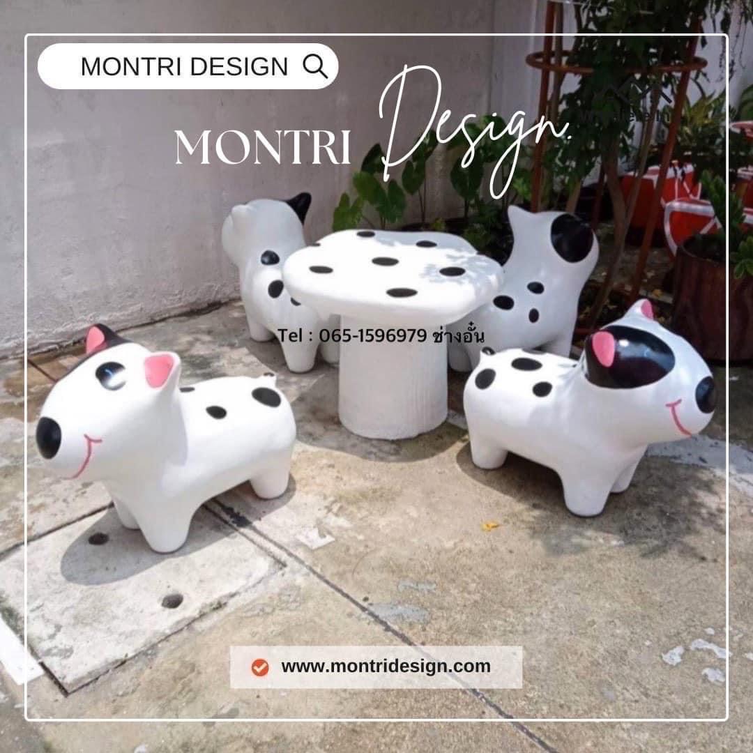 โต๊ะเก้าอี้ปูนรูปน้องหมา สุดน่ารัก โต๊ะเก้าอี้รูปสุนัข โต๊ะเก้าอี้ปูนปั้นรูปสุนัข ม้านั่งสนามในสวน