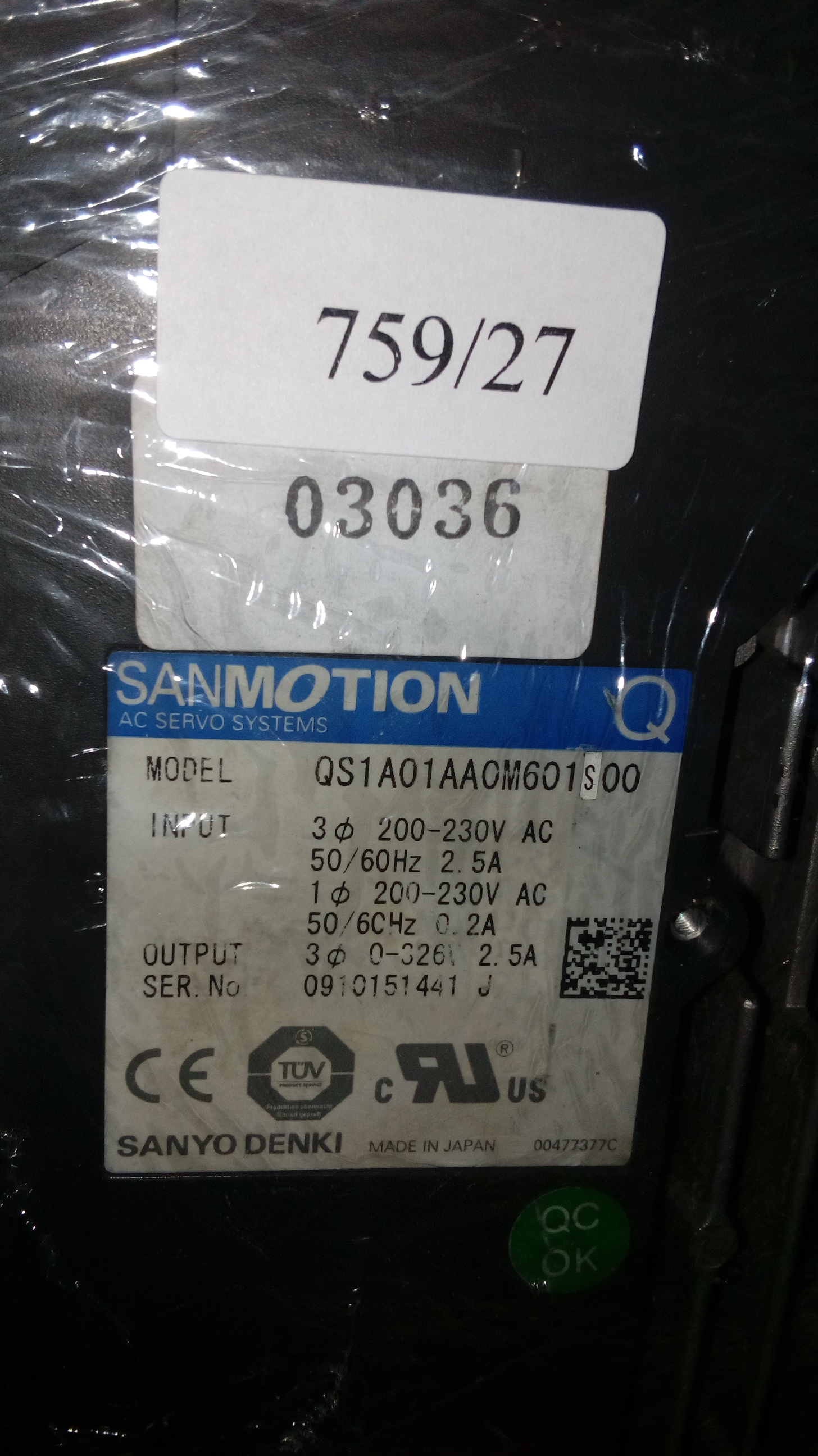 SERVO DRIVE " SANYO DENKI " MODEL : QS1A01AA0M601S00