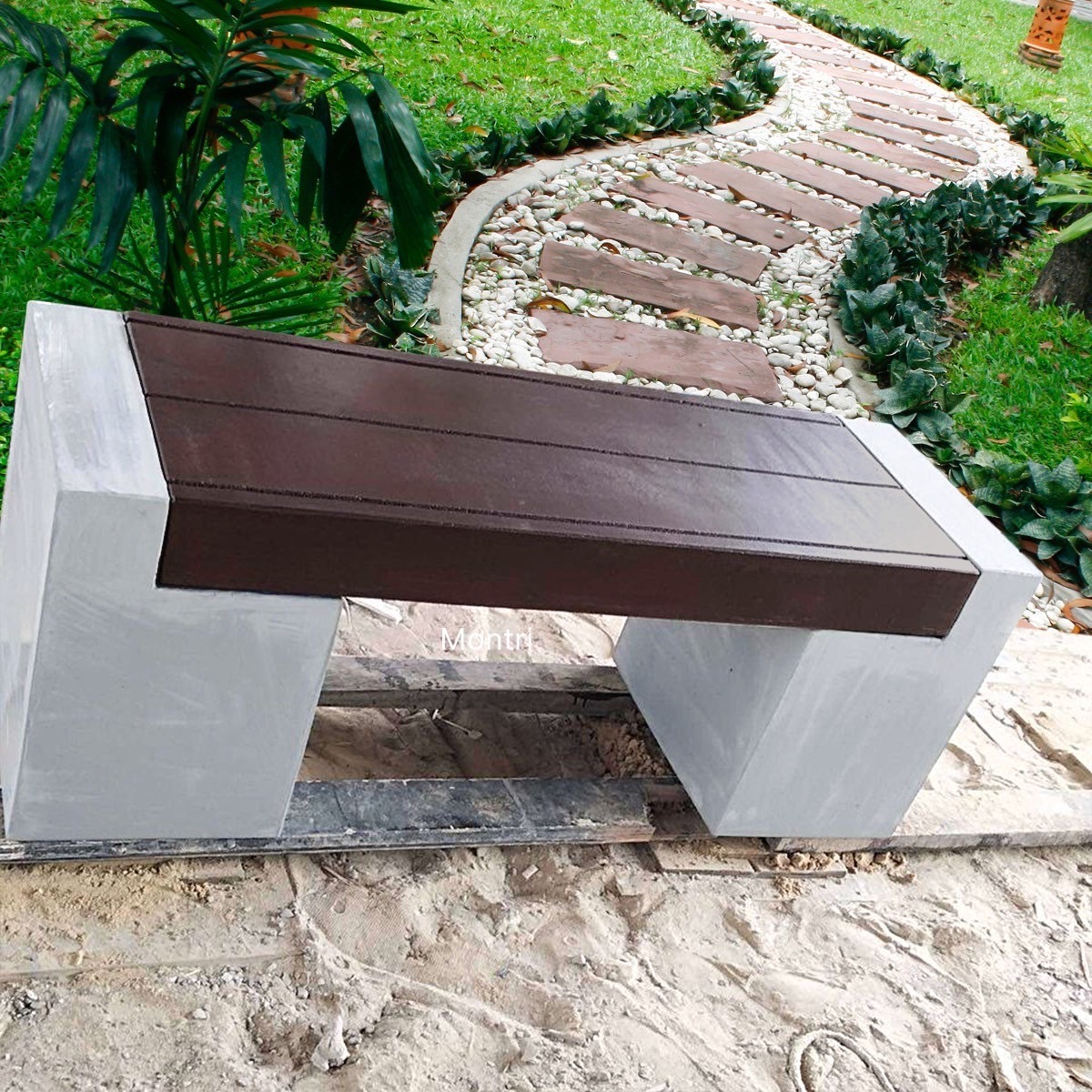 ม้านั่งสนาม ซีเมนต์เสริมเหล็ก ทนทาน สำหรับทุกพื้นที่ ขนาดยาว 120 cm. นั่งได้ 2-3 คน