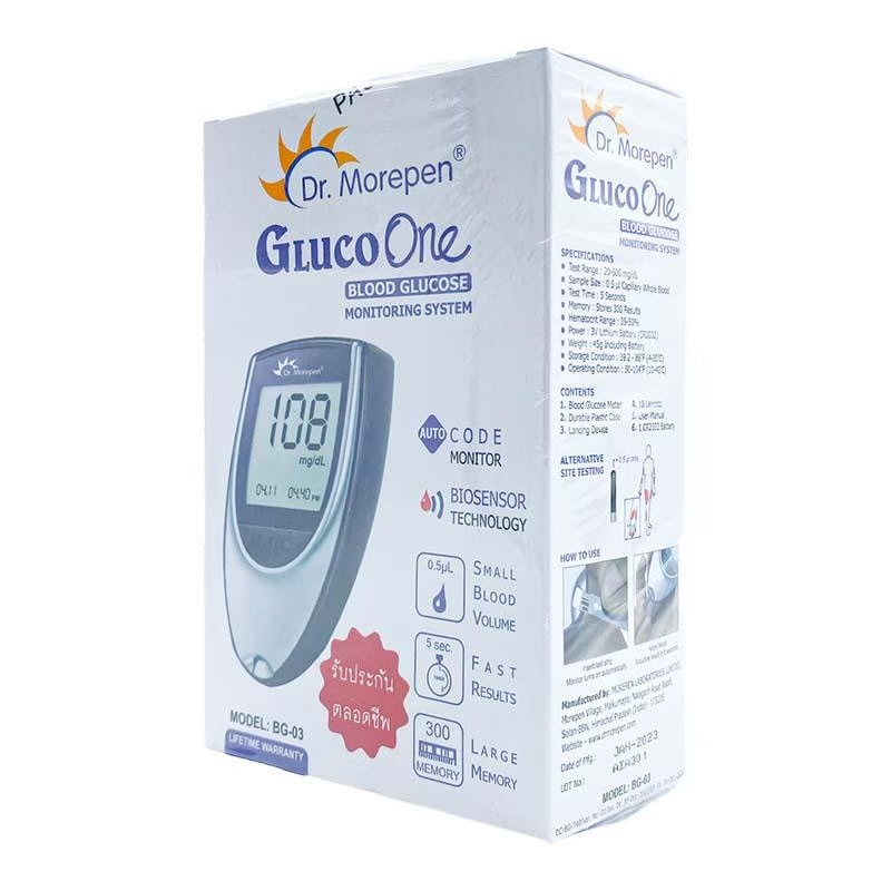 เครื่องตรวจวัดระดับน้ำตาลในเลือด ของแท้ Dr.Morepen Gluco One BG-03